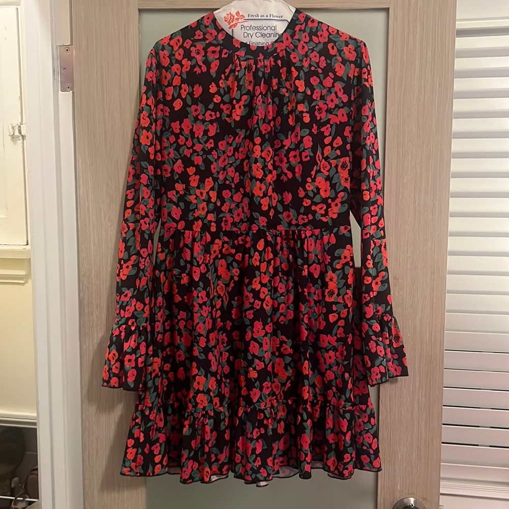 Floral long sleeve mini dress